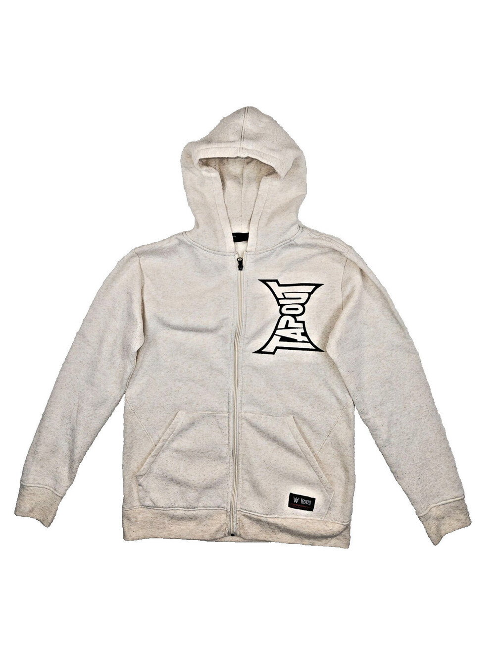 Hoodie, vintage full zip with bold black TAPOUT logo on the chest size L (14-